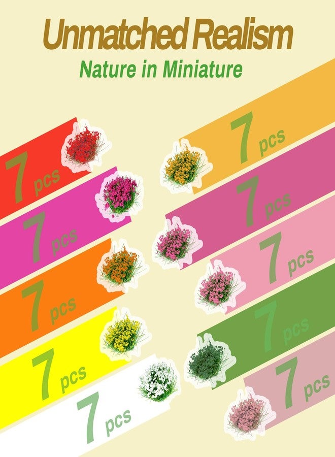 Potanro 70pcs Miniature Flowers Cluster for Crafts DIY Colorful,Static Grass Diorama Base Supplies,for Train Landscape Railroad Fairy Garden Sand Military Layout Model Miniature Scenery Accessories (Group 2) - Image 5