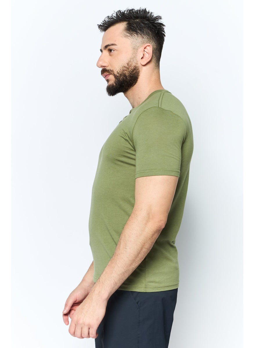 Men Round Neck Short Sleeves Plain T-Shirt, Olive - pzsku/ZD620A3C9099D45EF77BAZ/45/_/1737642604/75ff8bfb-c971-4187-bac4-2e02d95ba757