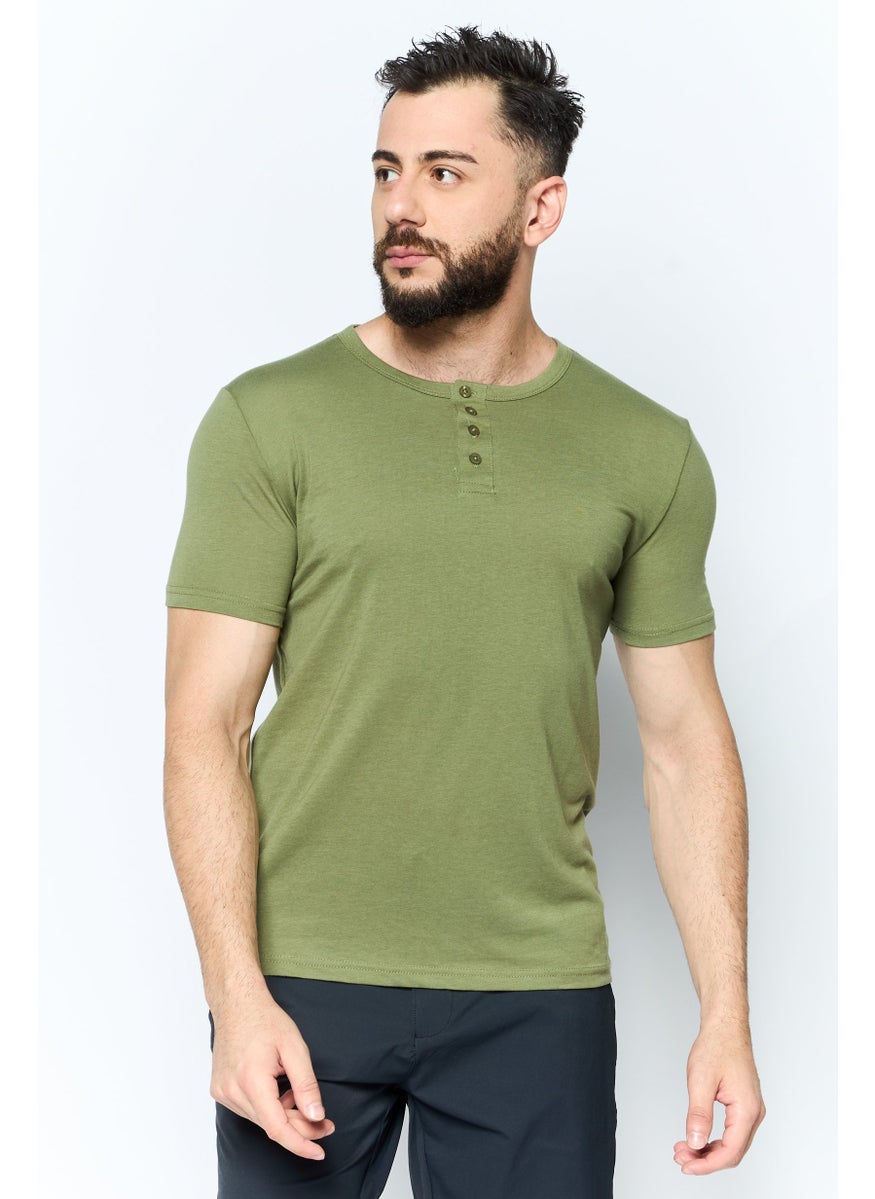 Men Round Neck Short Sleeves Plain T-Shirt, Olive - pzsku/ZD620A3C9099D45EF77BAZ/45/_/1737642956/9c1b68e3-4480-442b-baed-f4bd4db5e195