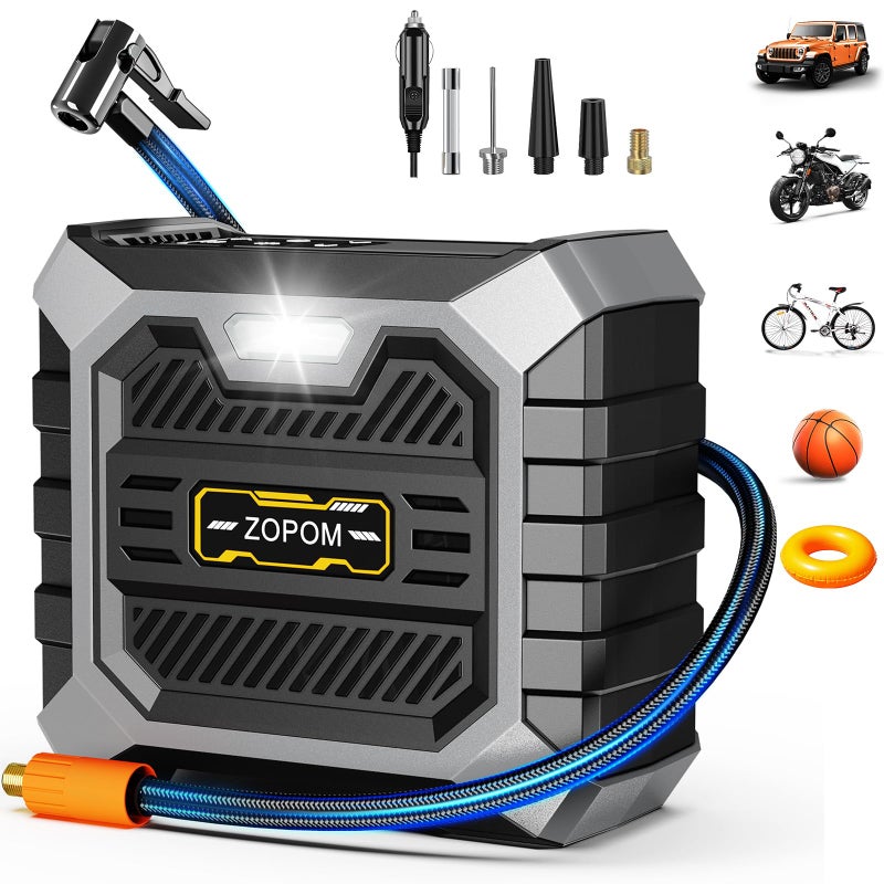 ZOPOM Tire Inflator Portable Air Compressor DC 12V Air Compressor Portable with Digital Pressure Gauge Air Pump for Car Tires - Car Accessories Bike, Motor - Image 1