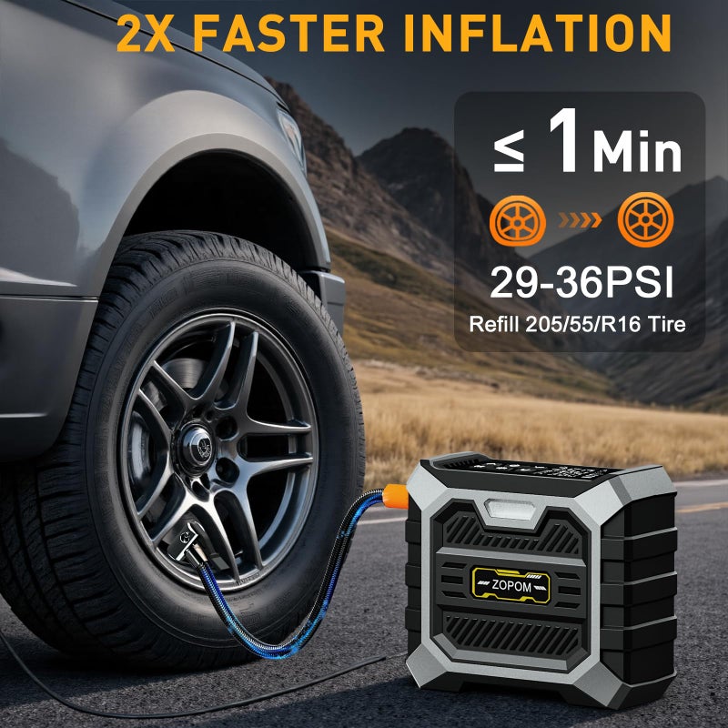 ZOPOM Tire Inflator Portable Air Compressor DC 12V Air Compressor Portable with Digital Pressure Gauge Air Pump for Car Tires - Car Accessories Bike, Motor - Image 2