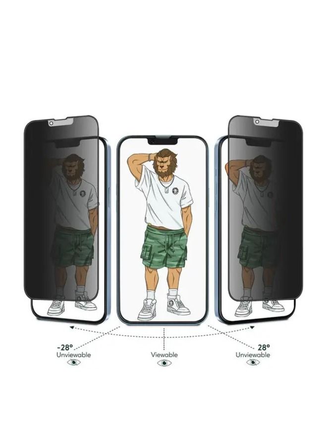 Green Lion 3D Silicone AG/Matte Privacy Glass Screen Protector for iPhone 13 / 13 Pro - Black