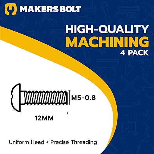 MAKERS BOLT Black License Plate Screws for BMW and Tesla, Phillips Machine Pan Head 18-8, Stainless Steel, M5-0.8 x 12 mm Bolt (Pack of 4) - Image 2