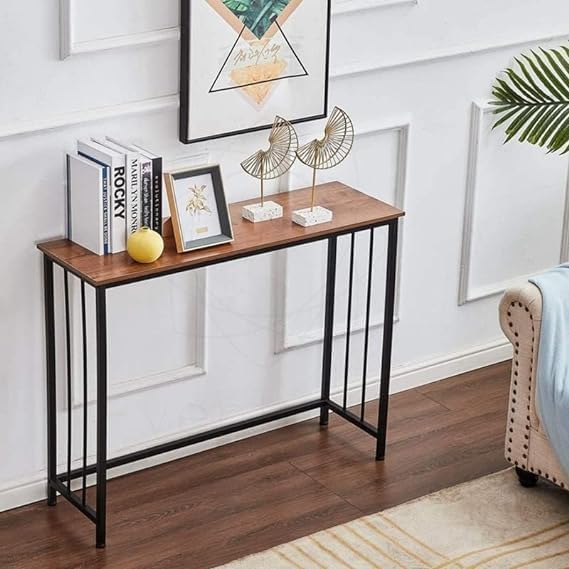 Cartvilla Cartvilla Console Table Sofa Table with Mesh Shelves 1 Tier Entryway Table Foyer Table for Entryway Front Hall Hallway Sofa Couch Living Room Bar KitchenBrown - Image 5