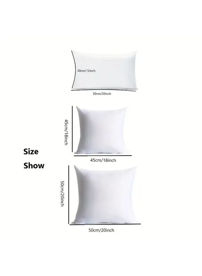 1pc 19.69x19.69inch White Pillow Insert Polyester Fiber Machine Washable Zipper Closure All Season Office Home Decorative Pillow For Bedroom Living Room Study - Image 3