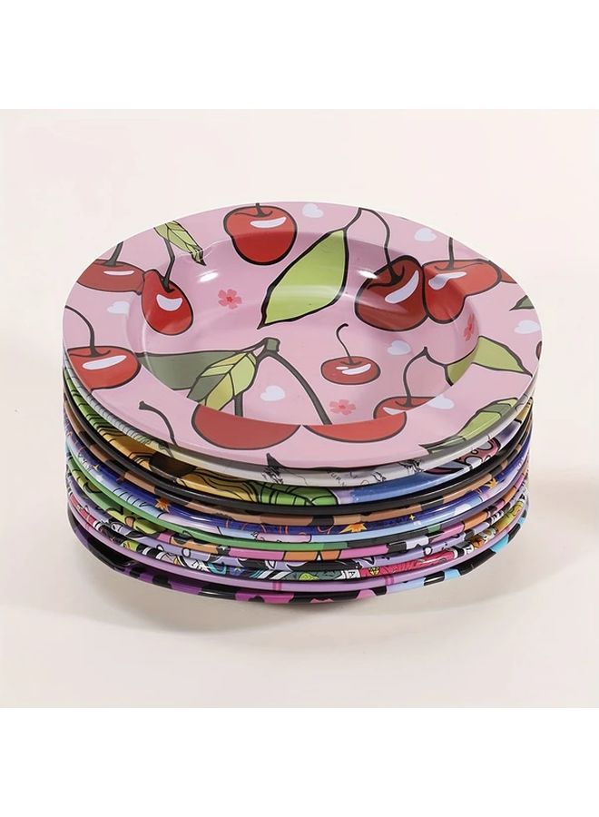12 Pieces Iron Printed Desktop Ashtray Combo Multi Element Pattern Decoration Portable Easy To Clean Ashtray Set Random Styles - Image 5