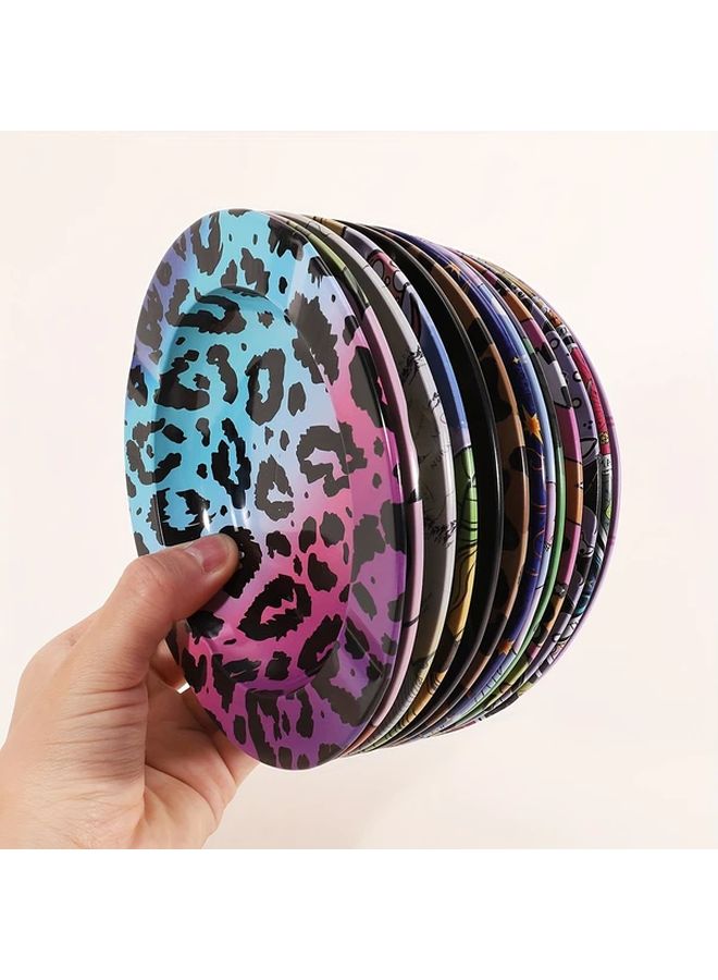12 Pieces Iron Printed Desktop Ashtray Combo Multi Element Pattern Decoration Portable Easy To Clean Ashtray Set Random Styles - Image 3