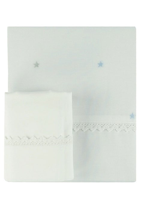 Bumble & Bird - Embroidered Duvet Cover & Pillowcase For Cot - Blue