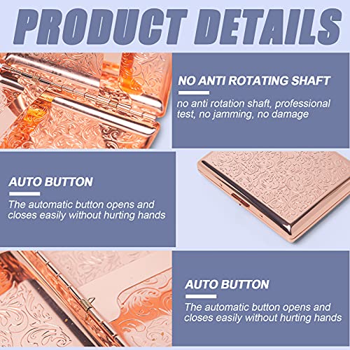 EYIDADAE Stylish Design Retro Metal Cigarette Case -Double Sided Spring Clip Open Cigarette,Pocket Holder Credit Card Holder Protective Security Wallet for Men and Women,Holds 20 100mm (Vine Rose Gold) - Image 4
