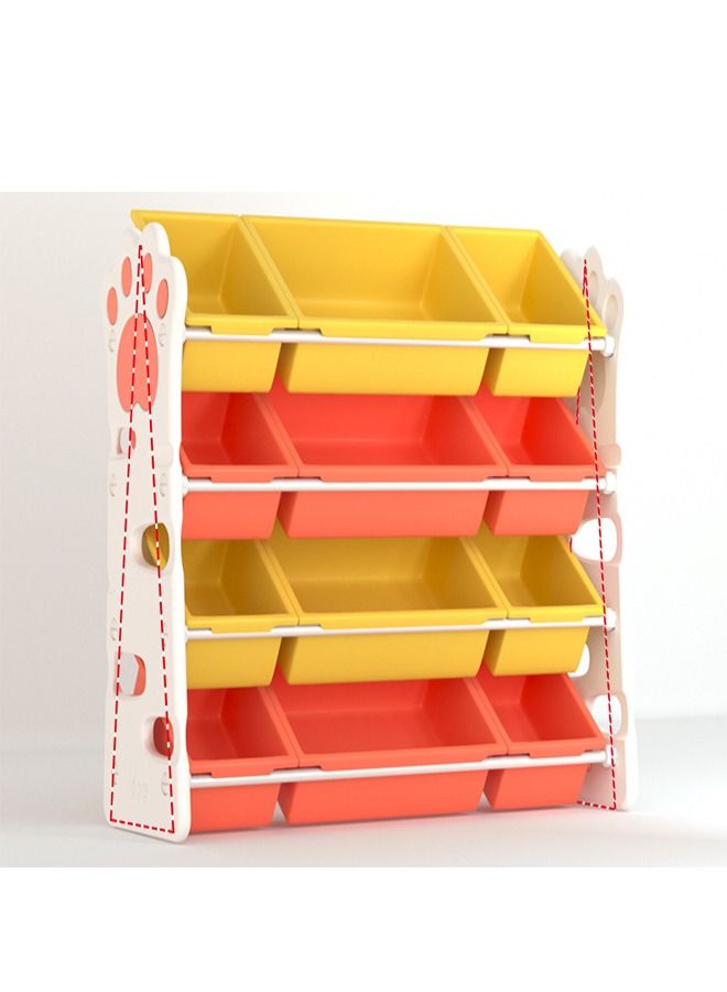 Multi Bin Kids Toys Organizer Large Capacity Toy Organizer Rack 3 Tiers Shlef With 9 Storage Bins For Toys And Books Storage