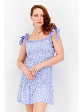 French Connection Women Allover Print Mini Dress, Light Purple  - Image 1