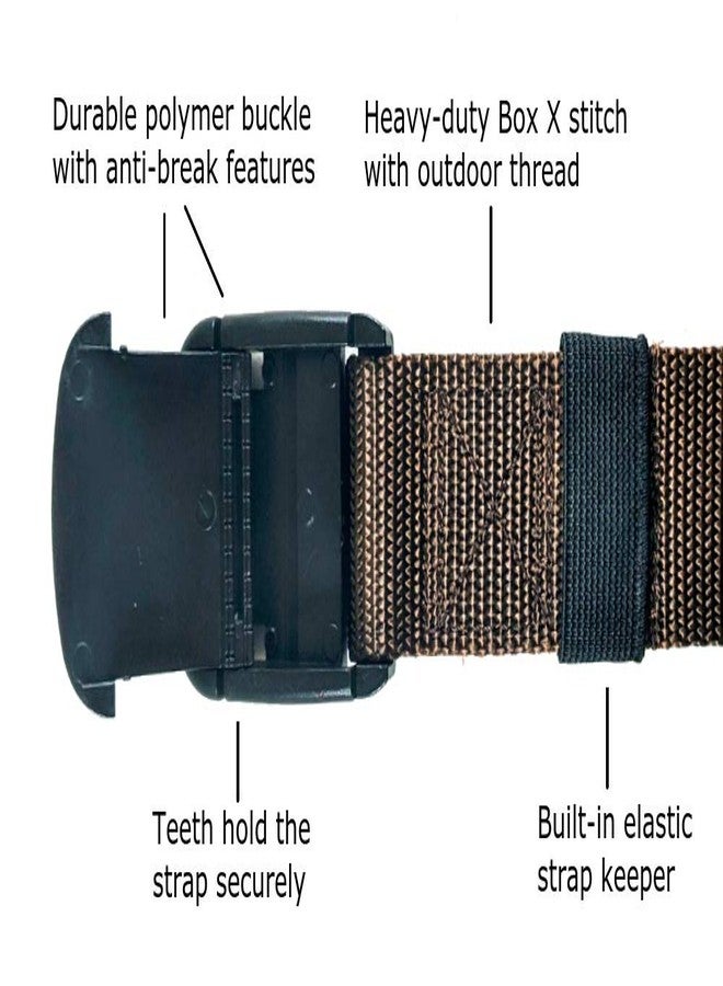 BETTA 1.25 Inch Nylon Web Belt with Adjustable Buckle, Unisex (Small, Brown) - Image 4