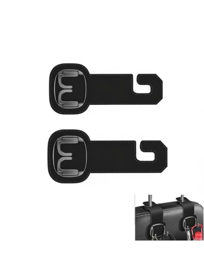 Car Headrest Hooks, 2-Pack Foldable Back Seat Organizer Hangers for Purse, Coat, Umbrella – Universal Car Seat Hooks for Space-Saving Automotive Interior Storage and Vehicle Accessories (Black) - Image 1