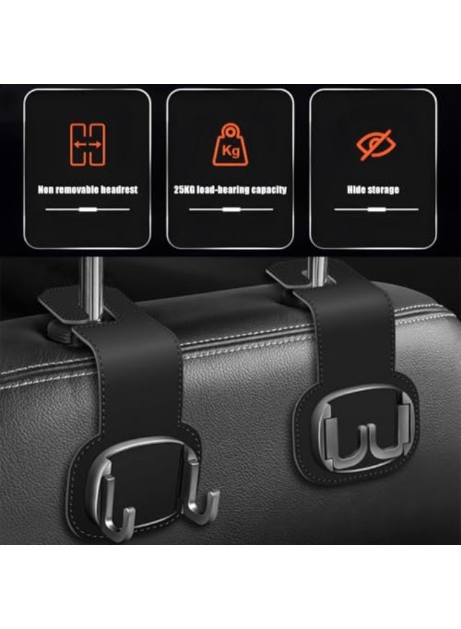 Car Headrest Hooks, 2-Pack Foldable Back Seat Organizer Hangers for Purse, Coat, Umbrella – Universal Car Seat Hooks for Space-Saving Automotive Interior Storage and Vehicle Accessories (Black) - Image 3