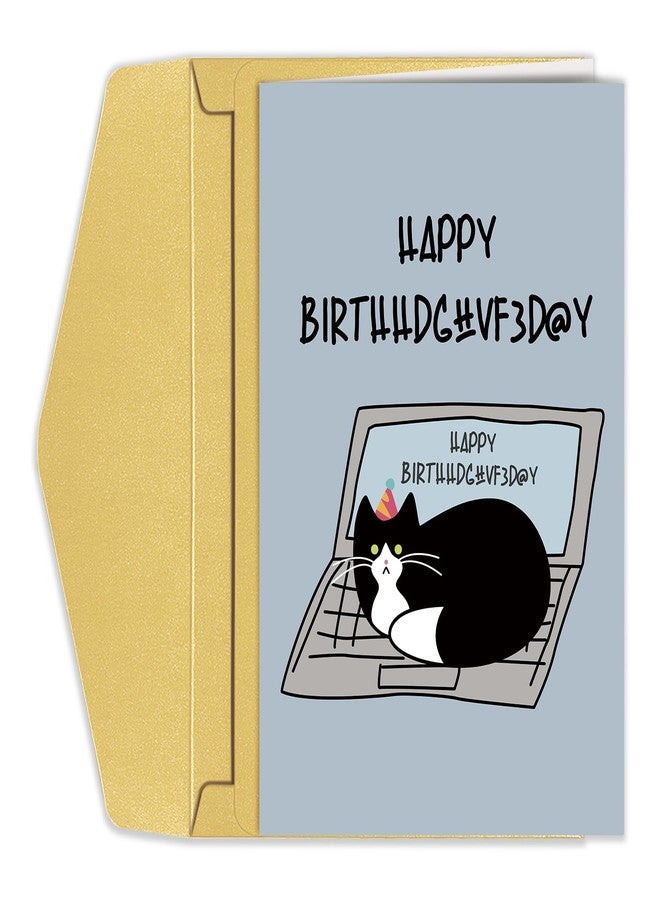 Goroar Cute Cat Birthday Card, Funny Birthday Card Gift from the Cat, Happy Birthday Card for Cat Mom, Cat Dad, Cat Lover, Cat On Computer Keyboard Card - Image 1