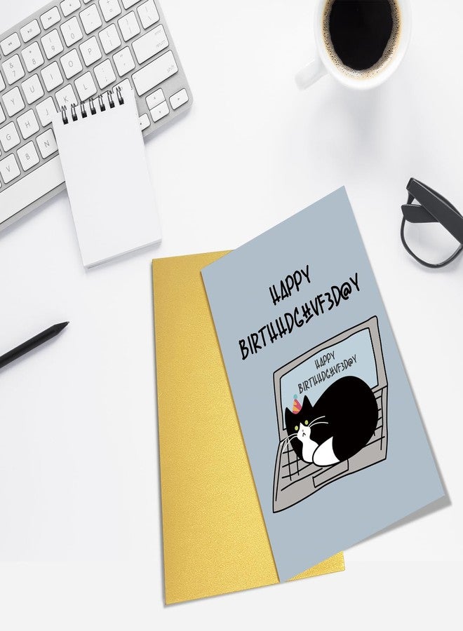 Goroar Cute Cat Birthday Card, Funny Birthday Card Gift from the Cat, Happy Birthday Card for Cat Mom, Cat Dad, Cat Lover, Cat On Computer Keyboard Card - Image 4