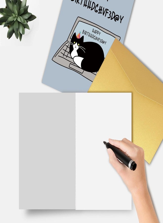 Goroar Cute Cat Birthday Card, Funny Birthday Card Gift from the Cat, Happy Birthday Card for Cat Mom, Cat Dad, Cat Lover, Cat On Computer Keyboard Card - Image 3