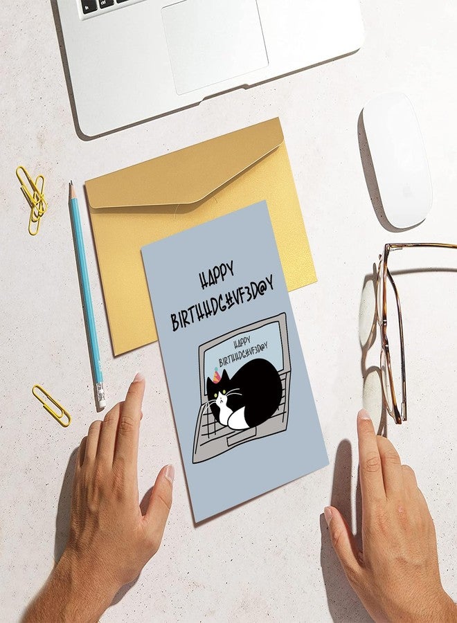 Goroar Cute Cat Birthday Card, Funny Birthday Card Gift from the Cat, Happy Birthday Card for Cat Mom, Cat Dad, Cat Lover, Cat On Computer Keyboard Card - Image 5