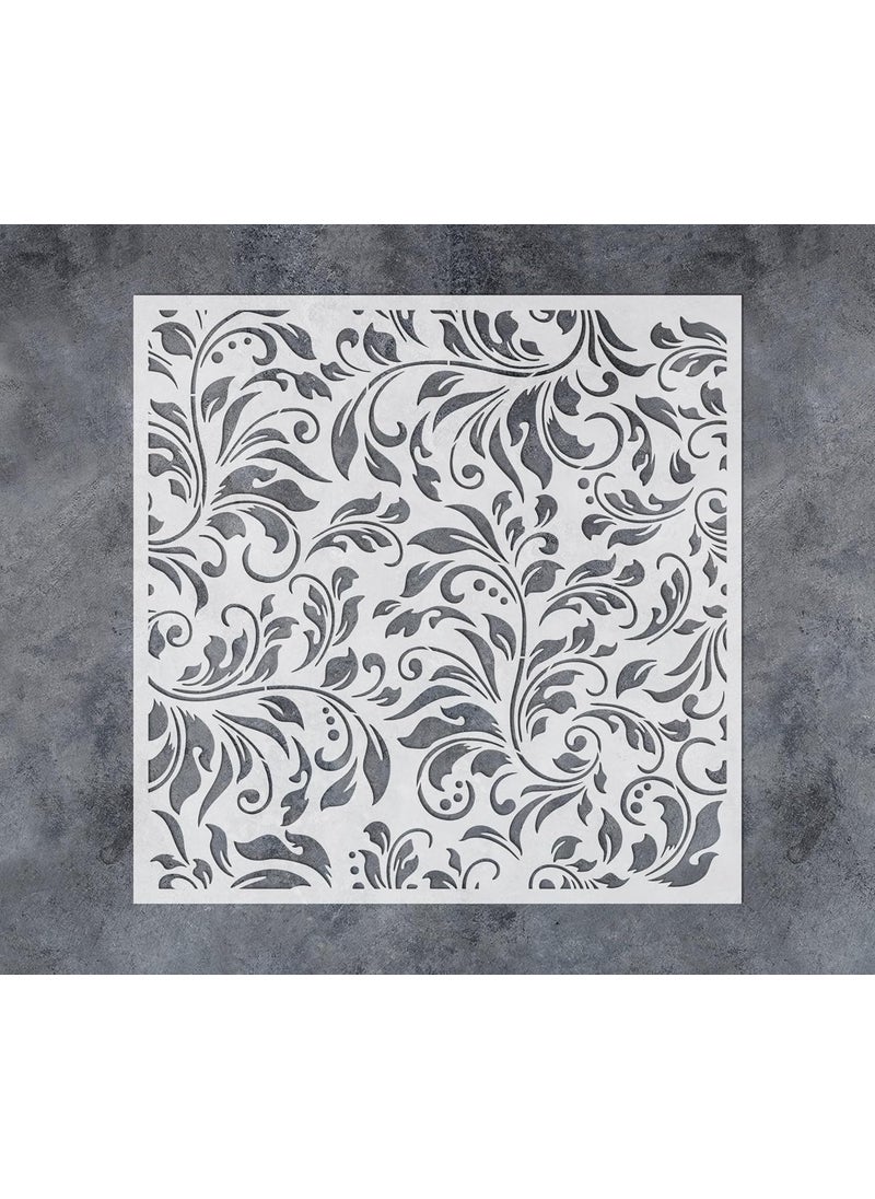 G GSS Designs GSS Designs Flourish Leaf Stencils for Painting on Wood Canvas Paper Fabric Floor Wall Tile Fancy Flourish Background 12x12Inch Reusable DIY Art Craft Stencils for Painting Leaves  - Image 1