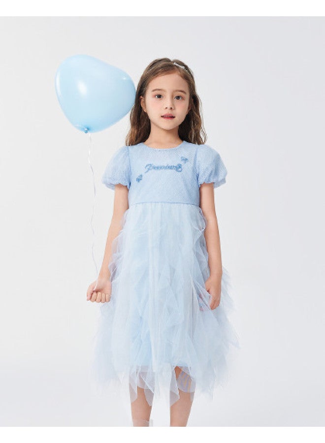 balabala Girls' Dress Children's Summer Dress 2025 Princess Mesh Dress - Image 1