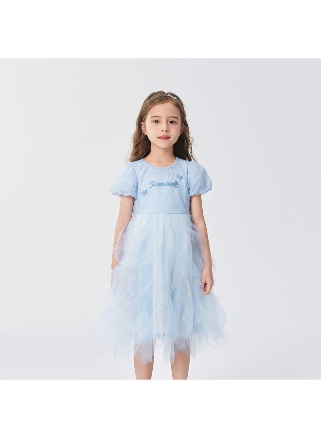 balabala Girls' Dress Children's Summer Dress 2025 Princess Mesh Dress - Image 4