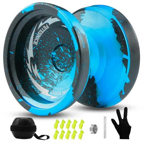 FETESNICE FS23 Yoyo Professional Responsive Yoyo for Kids 812 Unresponsive Yo yo for Adults Dual Function Metal Fingerspin Trick Yoyos with Yoyo Strings YoYo Accessory KitBlack Blue - Image 5
