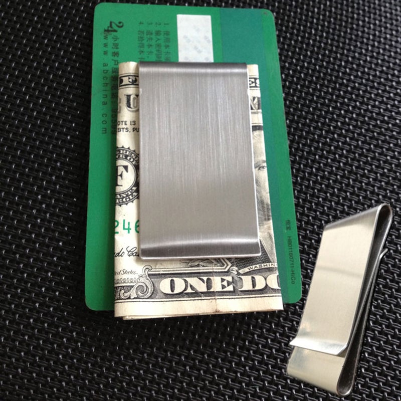 Stainless Steel Bill Holder Money Holder Money Clip Three Folding Metal Credit Holder Slim Wallet for Men - Image 3