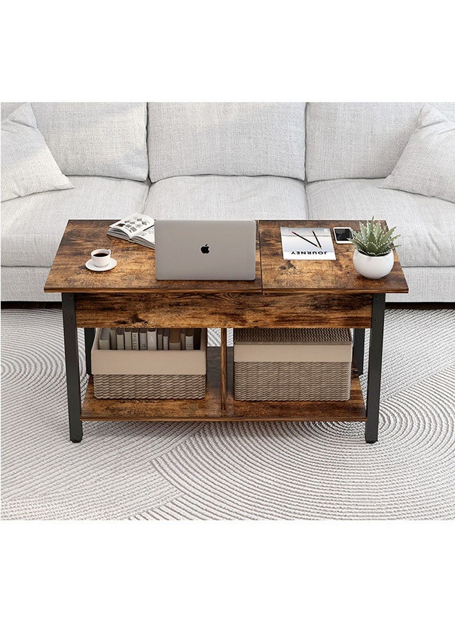 JCB CHIC Multi-function Lift Top Coffee Table ,2-Tier Storage Cabinte,Rising Tabletop，Side Table End Table With Hidden Compartment and Large Storage,47.3' Center Table Sofa Tea Table For Living Room Office - Image 5