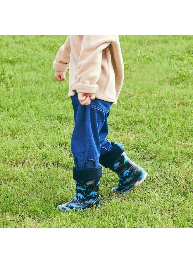 FUNCOO PLUS Kids Winter Rain Boots, Toddler Warm Fleece Snow Boots, Children Waterproof Mud Boots, Dinosaurs, 12 Little Kid - Image 2