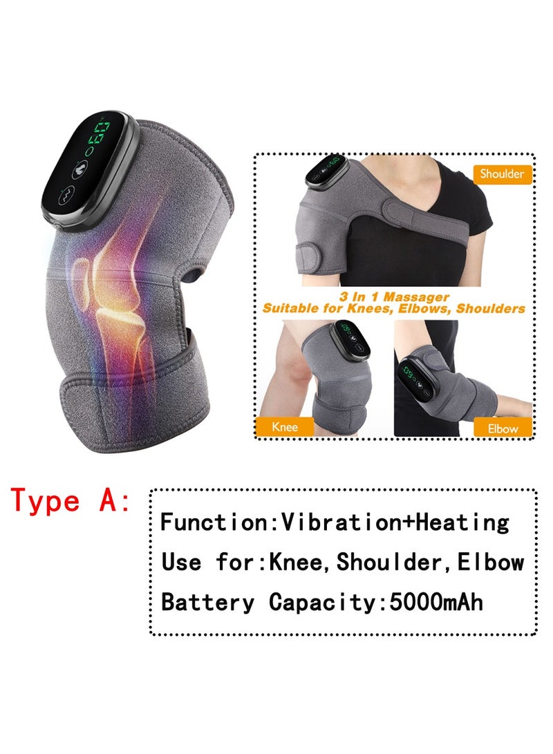 AROAQ Heated Knee Brace Support, Electric Heating Knee Massager, Far Infrared Joint Physiotherapy Elbow Knee Pad, Usb Charging Vibration Massage knee pad for Knee Injury Cramps Arthritis, (Type A-Gray)  - Image 1