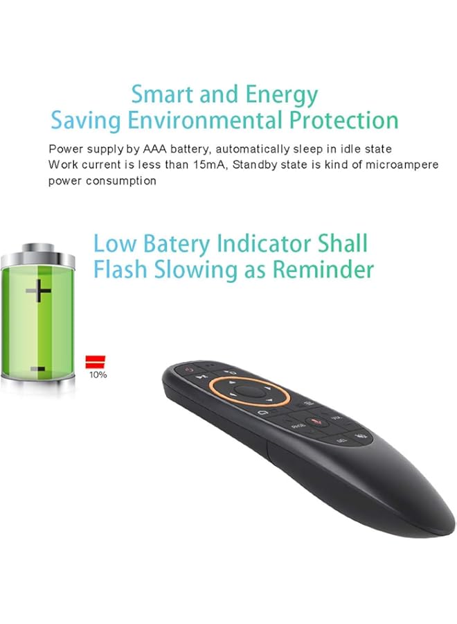 HuHa Remote Controll Compatbile with G10 2.4GHz Wireless Remote Control with USB Receiver Voice Control for Android PC Laptop Notebook Smart TV Black  - Image 3