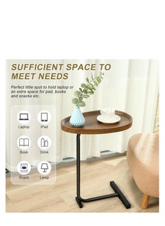 Y&D Small Side Table C Shaped End Table for Sofa and Bed, TV Tray Table with Metal Frame for Couch, Living Room, Bedroom  - Image 4