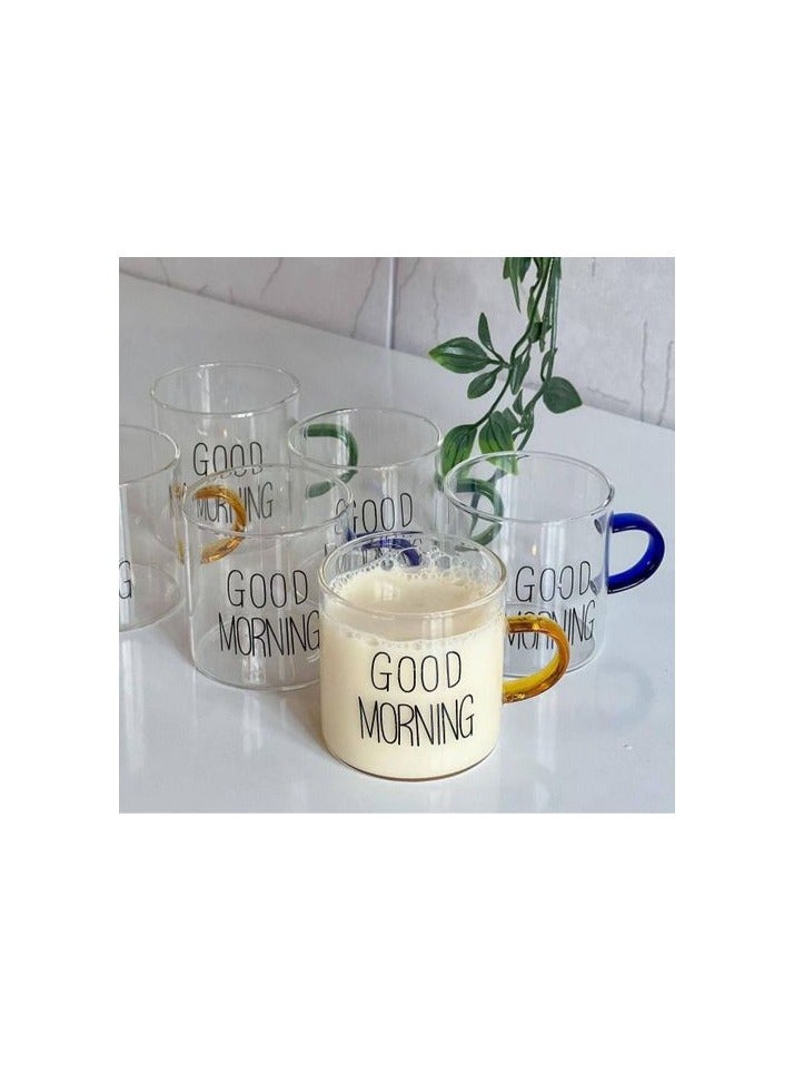 Set of 6 Glass small coffee cups - Good morning - Image 2