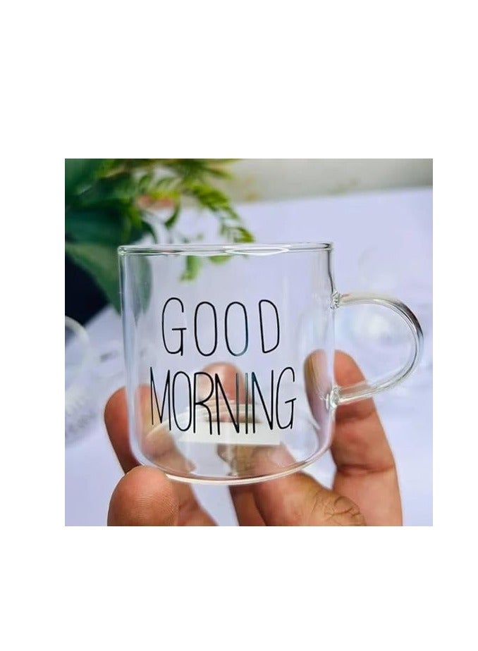 Set of 6 Glass small coffee cups - Good morning - Image 1