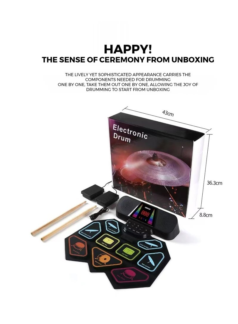 Generic Portable Foldable Silicone Electronic Drum Pad Kit,Supports headphone Or Bluetooth Great Holiday Birthday Gift for Kids Colorful - Image 5