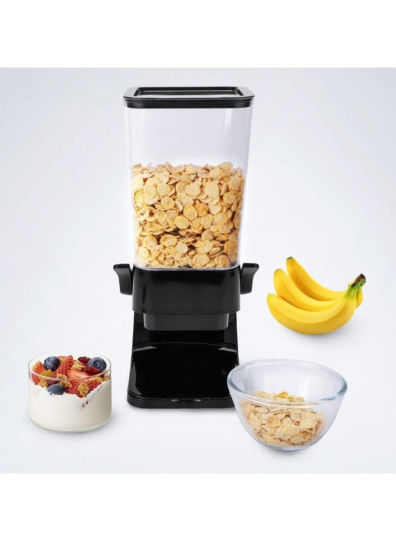Grain Dispenser Countertop, Large Capacity Rice Dispenser, Grain Container Storage, Non Crushable Food, Dry Grain Dispenser for Rice, Candy, And Snacks (5.5L) (Black) - Image 4