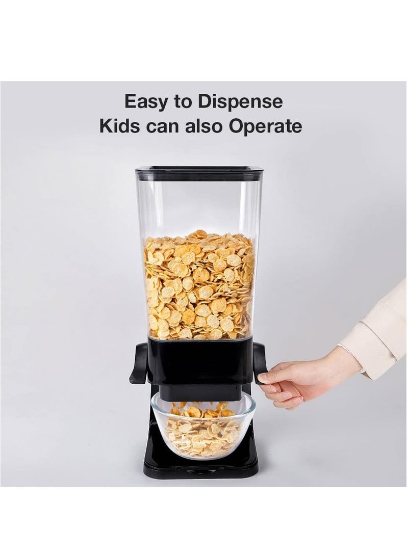 Grain Dispenser Countertop, Large Capacity Rice Dispenser, Grain Container Storage, Non Crushable Food, Dry Grain Dispenser for Rice, Candy, And Snacks (5.5L) (Black) - Image 3