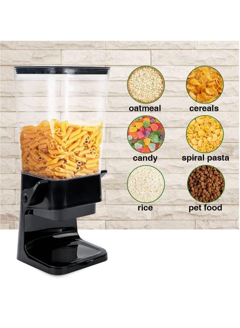 Grain Dispenser Countertop, Large Capacity Rice Dispenser, Grain Container Storage, Non Crushable Food, Dry Grain Dispenser for Rice, Candy, And Snacks (5.5L) (Black) - Image 1