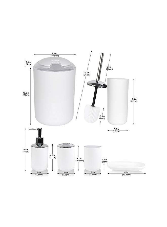 Quantum Bay Bathroom Accessories Set – 6-Piece Bath Ensemble with Soap Dispenser, Toothbrush Holder, Toothbrush Cup, Soap Dish – Decorative Countertop Set for Housewarming Gift (New White)  - Image 2