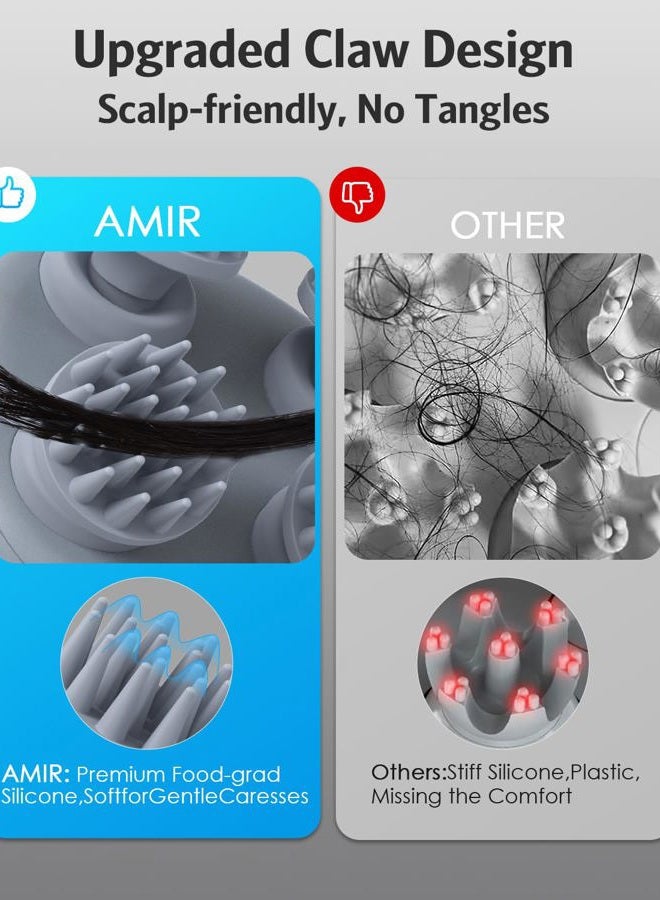 AMIR Newest Handheld Electric Scalp Massager, Portable Head Massager With Kneading 96 Massage Nodes, Head Scraper Massager For Stress, Relaxation - Image 2