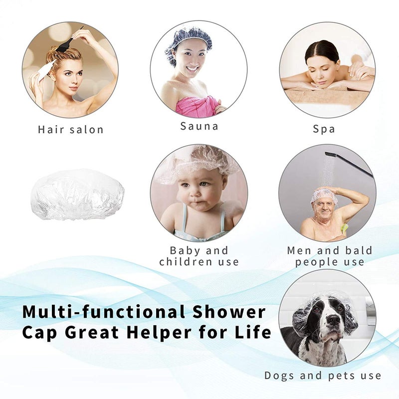 AIDIQIU 30pcs Disposable Shower Caps-Multi-Purpose Thickening Elastic Bath Cap Plastic Waterproof Clear Shower Cap Bath Shower Caps Women Spa,Men Hair Caps,Home Use,Hotel and Hair Salon, Travel.(Size 46CM) - Image 4