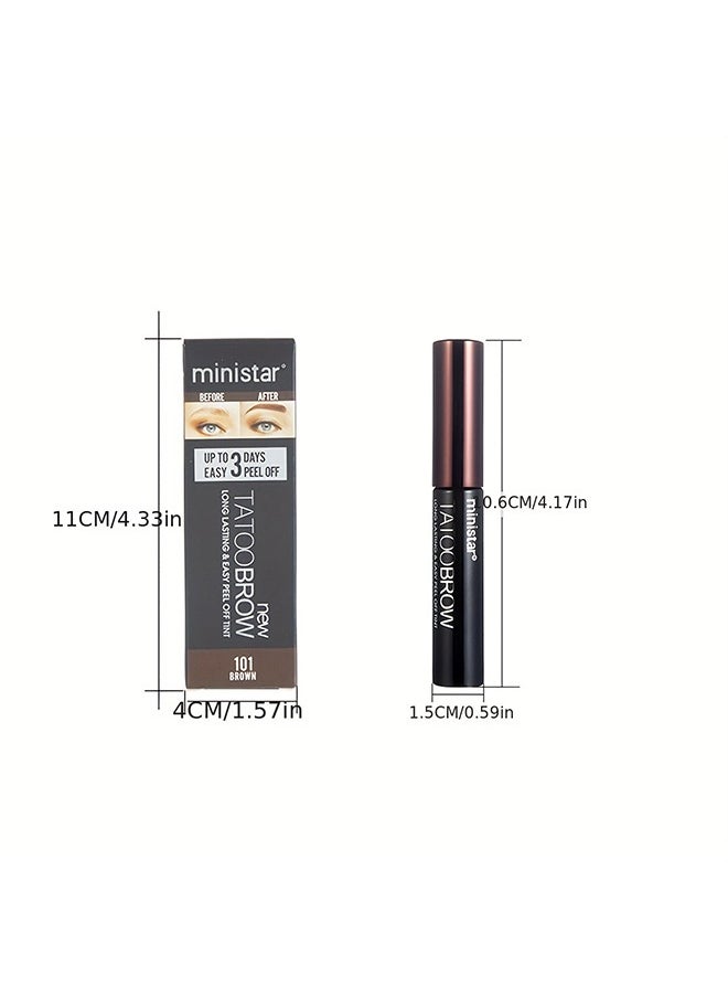 Ministar - Tattoo Brow Long Lasting & Easy Peel Off Tint,3 Days Peel Off Tint Tattoo Eyebrow Gel Enriched with Royal Jelly and Aloe Vera Waterproof and Smudge proof Peel Off Tint Gray Brown （#103） - Image 1