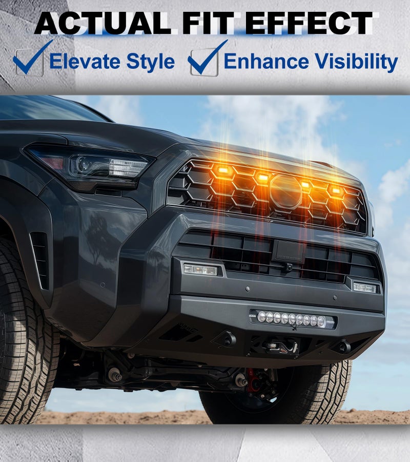 NEOXIST LED Grill Lights for 2025 2026 Toyota 4Runner Raptor Lights Front Grille Light Bar Head Lamp 4 Runner Accessories 6th Gen (Amber, TRD Sport & Off Road Only) - Image 4