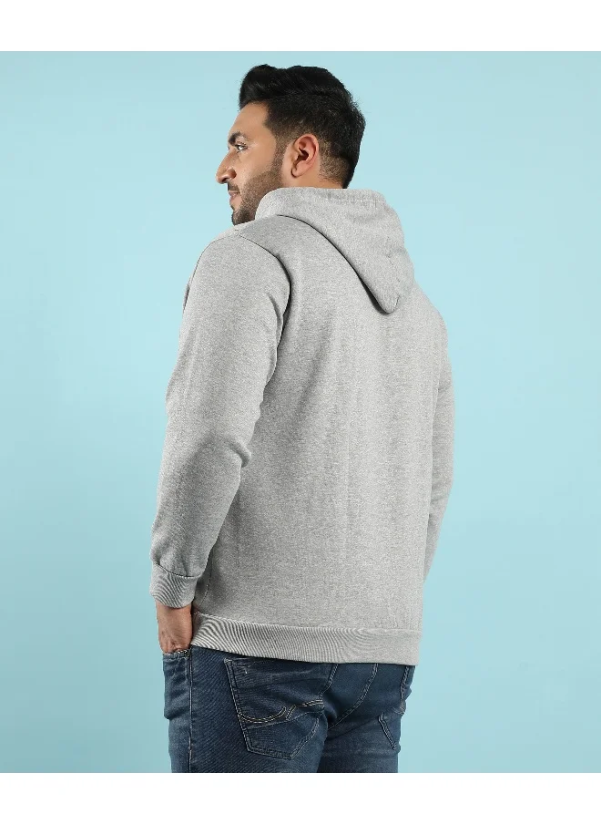 Instafab Plus Instafab Plus Men's Light Grey Pullover Hoodie With Contrast Drawstring