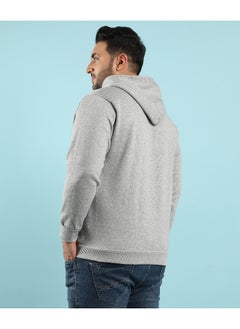 Instafab Plus Instafab Plus Men's Light Grey Pullover Hoodie With Contrast Drawstring  - Image 2