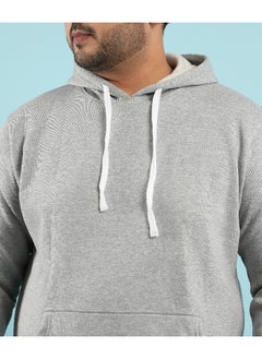 Instafab Plus Instafab Plus Men's Light Grey Pullover Hoodie With Contrast Drawstring  - Image 5