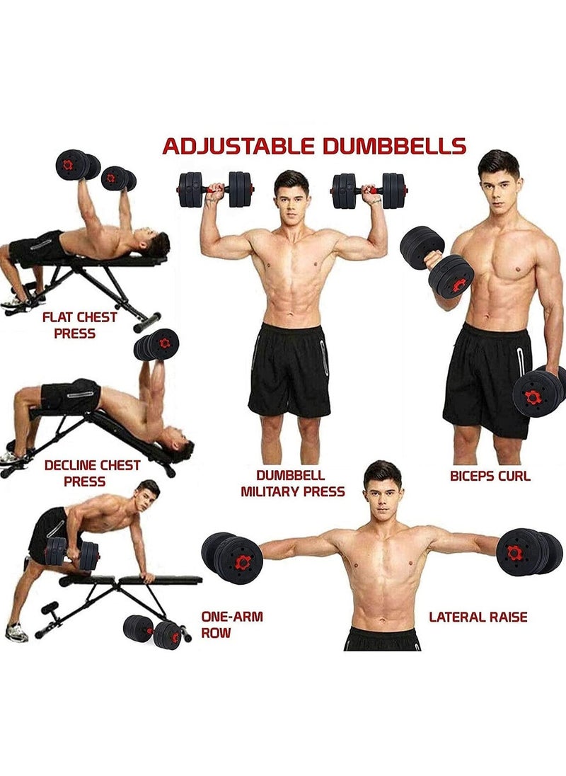 Rock Pow - Adjustable 7 in 1 Dumbbell Set 20KG, Free Weights Dumbbells Set with Connecting Rod Used as Barbell, Kettlebell and Push-ups, Weightlifting Fitness for Home/Office - Image 1