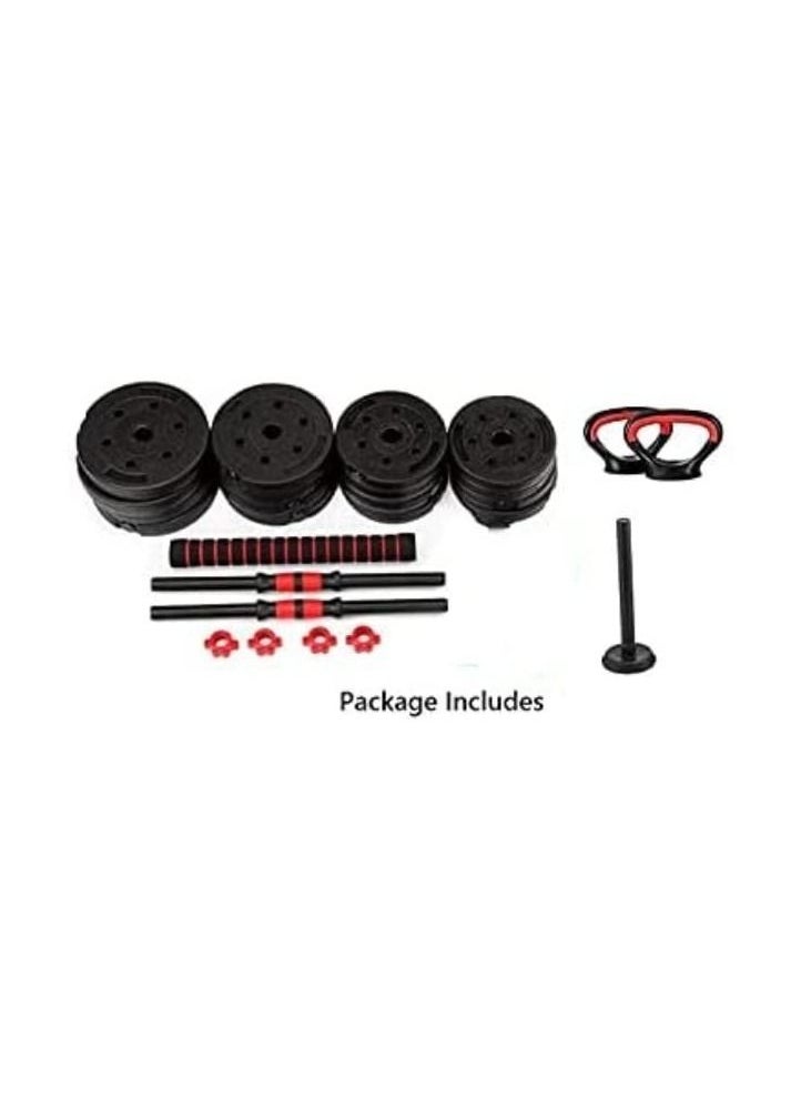 Rock Pow - Adjustable 7 in 1 Dumbbell Set 20KG, Free Weights Dumbbells Set with Connecting Rod Used as Barbell, Kettlebell and Push-ups, Weightlifting Fitness for Home/Office - Image 1