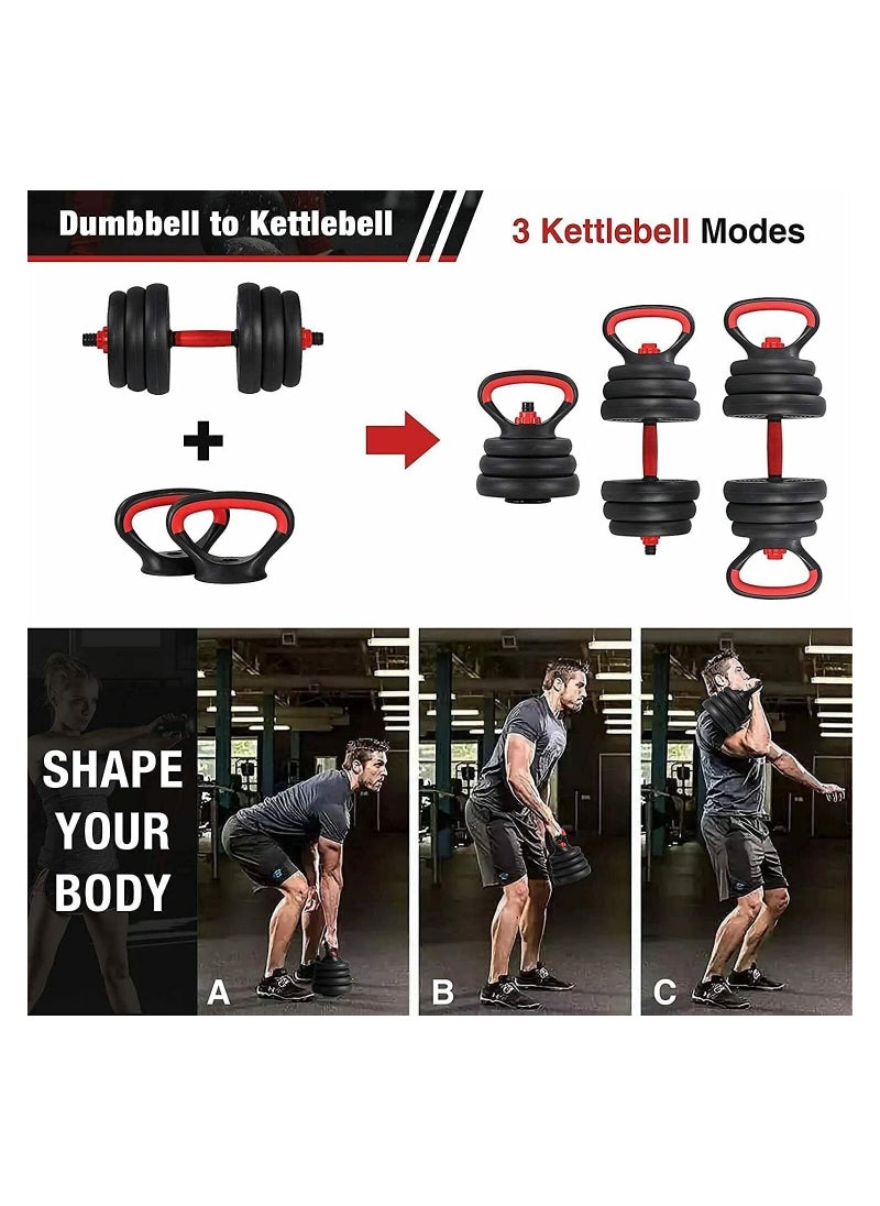 Rock Pow - Adjustable 7 in 1 Dumbbell Set 20KG, Free Weights Dumbbells Set with Connecting Rod Used as Barbell, Kettlebell and Push-ups, Weightlifting Fitness for Home/Office - Image 1