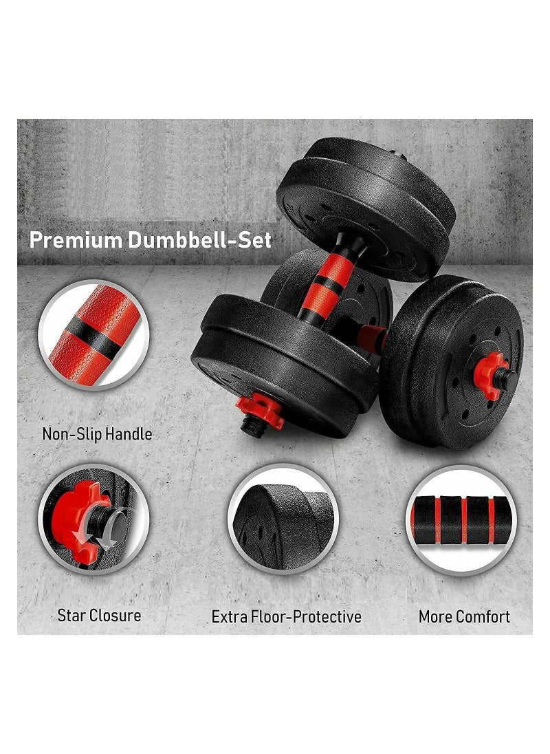 Rock Pow - Adjustable 7 in 1 Dumbbell Set 20KG, Free Weights Dumbbells Set with Connecting Rod Used as Barbell, Kettlebell and Push-ups, Weightlifting Fitness for Home/Office - Image 1